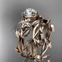 Leaf and Flower Wedding Sets 14k rose gold modern engagement set ADLR424S