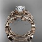 Leaf and Flower Wedding Sets 14k rose gold modern engagement set ADLR424S