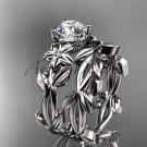 Leaf and Flower Wedding Sets platinum modern engagement set ADLR424S