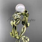 Pearl Engagement Rings 14kt yellow gold modern Flower engagement ring AP424