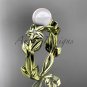 Pearl Engagement Rings 14kt yellow gold modern Flower engagement ring AP424