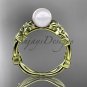Pearl Engagement Rings 14kt yellow gold modern Flower engagement ring AP424
