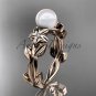 Pearl Engagement Rings 14kt rose gold modern Flower engagement ring AP424