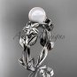 Pearl Engagement Rings platinum modern Flower engagement ring AP424