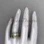 Pearl Wedding Sets 14kt yellow gold modern Flower engagement ring set AP424S