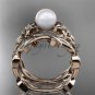 Pearl Wedding Sets 14kt rose gold modern Flower engagement ring set AP424S