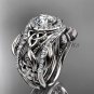 Celtic Two Band Engagement Ring for Women platinum Diamond Celtic Trinity Knot Bridal Set CT7300S