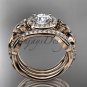 Moissanite Two Band Engagement Ring for Women rose Gold Diamond Knot Bridal Set CT7300S