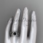 Black Diamond Celtic Wedding Ring Sets platinum Floral Bridal Set CT7300S
