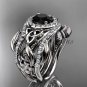 Black Diamond Ring for Women White Gold Diamond Celtic Trinity Knot wedding ring Set CT7300S