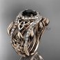 Black Diamond Ring for Women rose Gold Diamond Celtic Trinity Knot wedding ring Set CT7300S