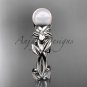 Pearl Engagement Rings 14kt white gold modern Flower engagement ring AP424