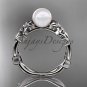 Pearl Engagement Rings 14kt white gold modern Flower engagement ring AP424