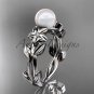 Pearl Engagement Rings platinum modern Flower engagement ring AP424