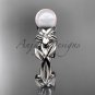 Pearl Engagement Rings platinum modern Flower engagement ring AP424