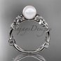Pearl Engagement Rings platinum modern Flower engagement ring AP424