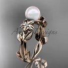 Pearl Engagement Rings 14kt rose gold modern Flower engagement ring AP424