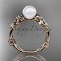 Pearl Engagement Rings 14kt rose gold modern Flower engagement ring AP424