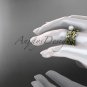 Pearl Wedding Sets 14kt yellow gold modern Flower engagement ring set AP424S