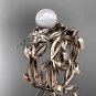 Pearl Wedding Sets 14kt rose gold modern Flower engagement ring set AP424S