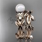 Pearl Wedding Sets 14kt rose gold modern Flower engagement ring set AP424S