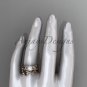 Pearl Wedding Sets 14kt rose gold modern Flower engagement ring set AP424S