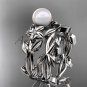 Pearl Wedding Sets platinum modern Flower engagement ring set AP424S