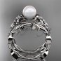 Pearl Wedding Sets platinum modern Flower engagement ring set AP424S