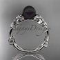 Black Pearl and Diamond Engagement Rings platinum Flower ring ABP424
