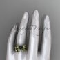 Tahitian Black Pearl Wedding Ring Sets yellow gold Flower ring ABP424S
