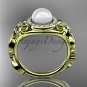 14kt yellow gold diamond pearl unique engagement ring AP300