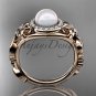 14kt rose gold diamond pearl unique engagement ring AP300