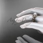 14kt rose gold diamond pearl unique engagement ring AP300