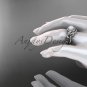 14kt white gold diamond pearl unique engagement ring AP300