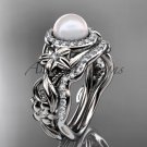 Halo Diamond Engagement Rings platinum Unique Pearl Wedding Set AP300S