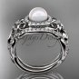 Halo Diamond Engagement Rings platinum Unique Pearl Wedding Set AP300S