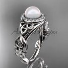 Pearl and Diamond Rings Celtic Trinity Knot Diamond 14kt White Gold Engagement Ring CTP7300