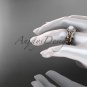 Rose Gold Pearl Halo Engagement Rings Triquetra Celtic Diamond Wedding Ring Set CTP7300S
