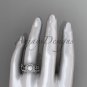 Rose Pearl Halo Engagement Rings Triquetra Celtic Diamond Wedding Ring Set CTP7300S
