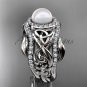 Double Band Pearl Halo Engagement Rings platinum Triquetra Celtic Bridal Ring Set CTP7300S