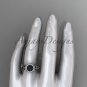 Black Pearl and Diamond Rings Triquetra Celtic Diamond 14kt White Gold Halo Engagement Ring CTBP7300