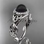 Black Pearl and Diamond Rings Triquetra Celtic Diamond platinum Halo Engagement Ring CTBP7300