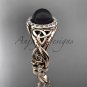 Black Pearl Diamond Rings Triquetra Celtic Diamond 14kt rose Gold Halo Engagement Ring CTBP7300