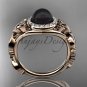 Black Pearl Diamond Rings Triquetra Celtic Diamond 14kt rose Gold Halo Engagement Ring CTBP7300