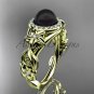 Black Pearl Unique Engagement Ring 14kt yellow Gold Diamond Wedding Ring ABP300