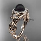 Black Pearl Unique Engagement Ring 14kt Rose Gold Diamond Wedding Ring ABP300