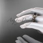 Black Pearl Unique Engagement Ring 14kt Rose Gold Diamond Wedding Ring ABP300