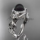 Black Pearl Unique Engagement Ring Platinum Diamond Wedding Ring ABP300