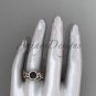 Black Pearl & Halo Diamond Engagement Rings 14kt rose Gold Unique Wedding Set ABP300S