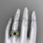 Black Pearl Diamond Matching Engagement Rings Yellow Gold Unique Halo Wedding Ring ABP300S
